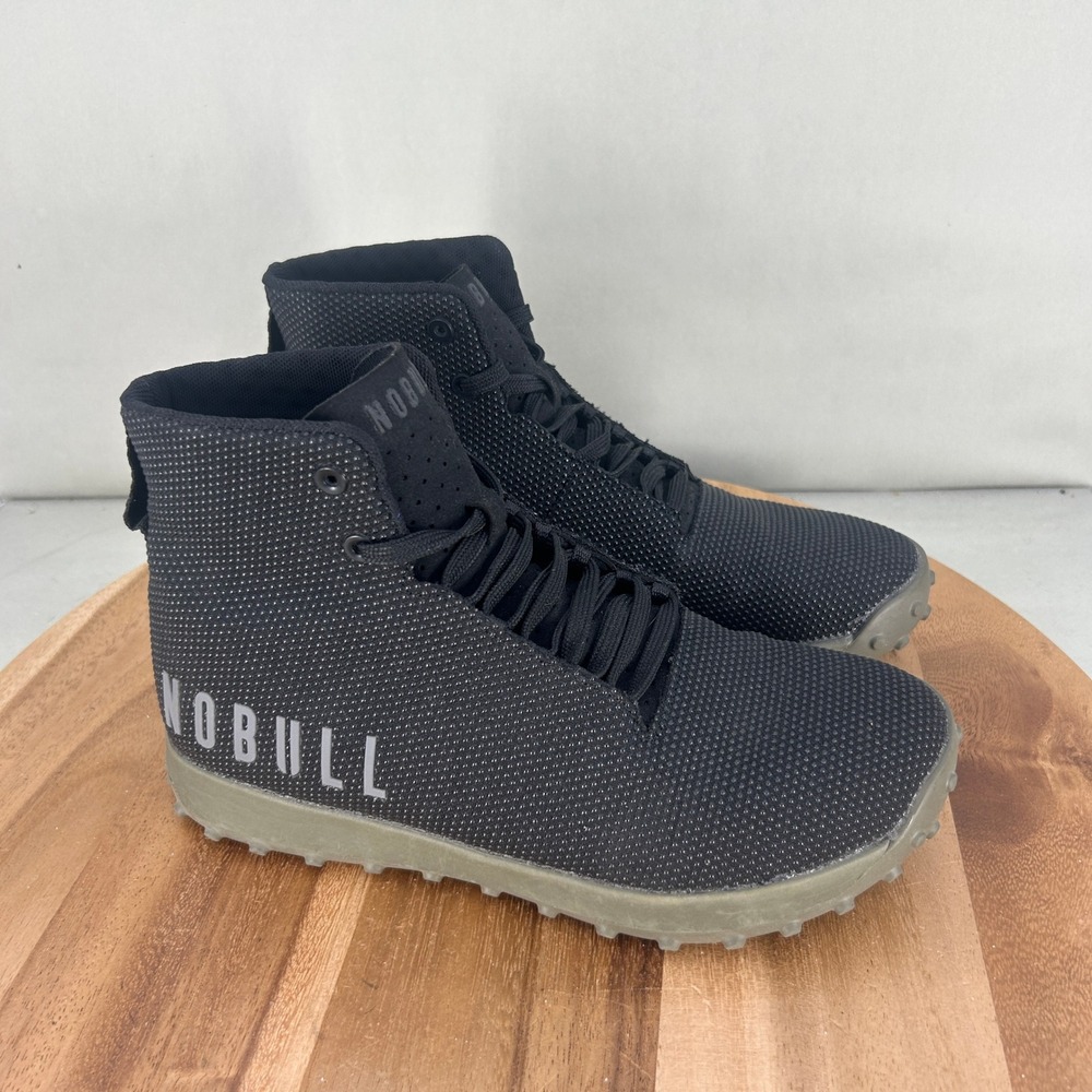 NOBULL Mens 7 Womens 8.5 Black Gum High Top Matryx Trail Trainer Shoes